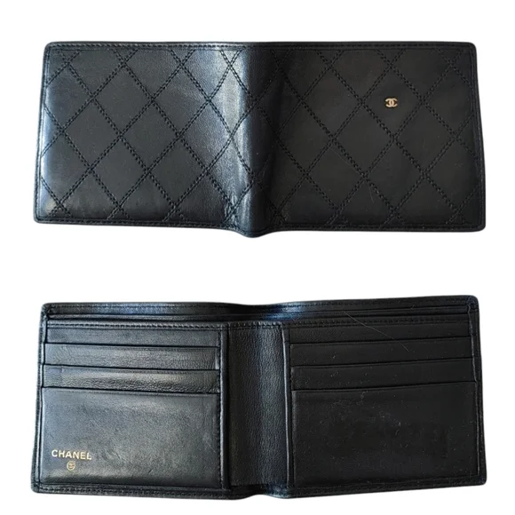 CHANEL Timeless Diamond Stitch Black Leather Bifold Wallet - Picture 15 of 16